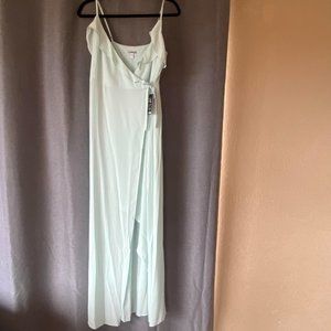 NWT Express Mint/Light Blue Ruffle, Wrap Dress, Size 6